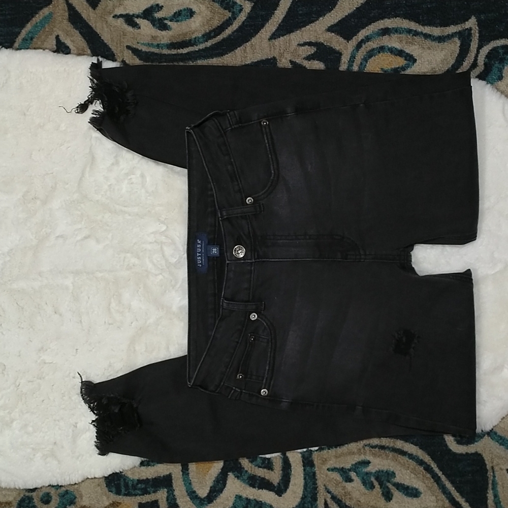 Just USA black high rise distressed skinny jeans sz 28